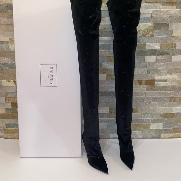Balmain Amazone Glitter Over-The-Knee Boot - Picture 2 of 13